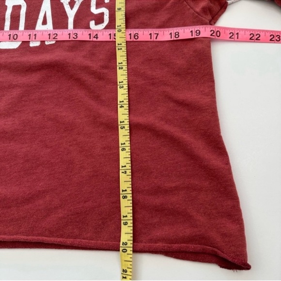 MODERN LUX Football Sundays Cropped Raw Hem Sweatshirt Maroon Women Size X-Small - Picture 8 of 9